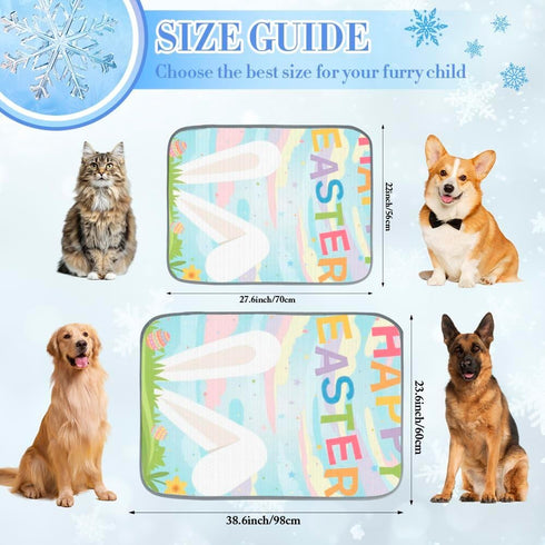 imiBBWQu Summer 27" 22" Cooling Pad Cute Easter Bunny Ears Dog Mat Color Changing Washable Dog Cooling Pad for Outside