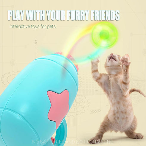 1 1 4 Cat Fetch Toy, Interactive Flying Cat Toy with Light Up Spinning Tops, LED Propellers and Flying