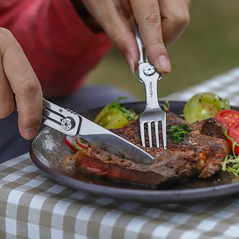 ROXON C1 3 in 1 Camping Utensils - Detachable Knife, Spoon, Fork for Outdoor Camping, Hiking