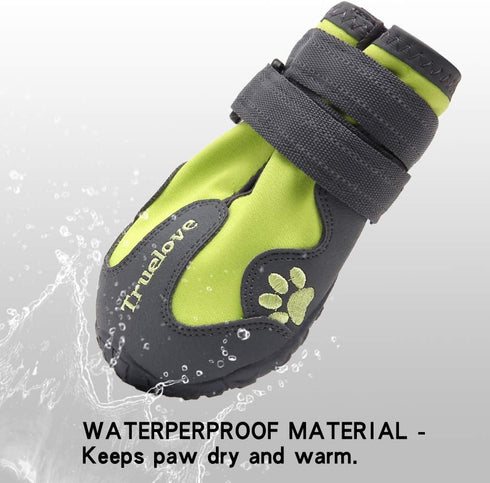 Truelove Dog Boots, Waterproof Pet Shoes with Reflective Straps for Paw Protectors, Small Medium Large Dog Outdoor