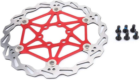 Keenso Mountain Bike Type Floating Brake Disc, 160/180/203mm Bicycle Brake Pad Cycling Accessory (180mm-red)