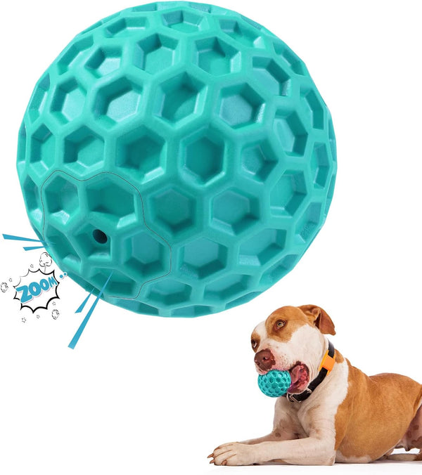 Indestructible Dog Squeaky Balls, Durable Tough Chew Toys for Aggressive Chewers, Natural Rubber Interactive Toys