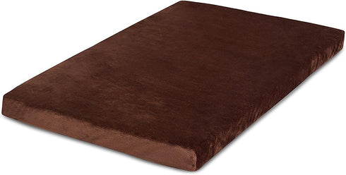 BIRDROCK HOME 2" Memory Foam Dog Bed, Ultra Soft Plush Pet Bed with Removable Cover, Crate Bed (34 x 22, Brown)