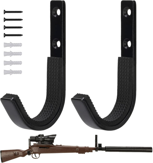 Gun Rack Storage Wall Mount, Horizontal Metal Hangers for Rifles, Shotguns, and Archery Bow