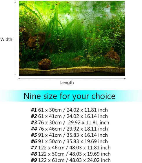Zerodis PVC Aquarium Background Poster - Water Grass PVC Adhesive Static Wallpaper Background (91 * 41cm)