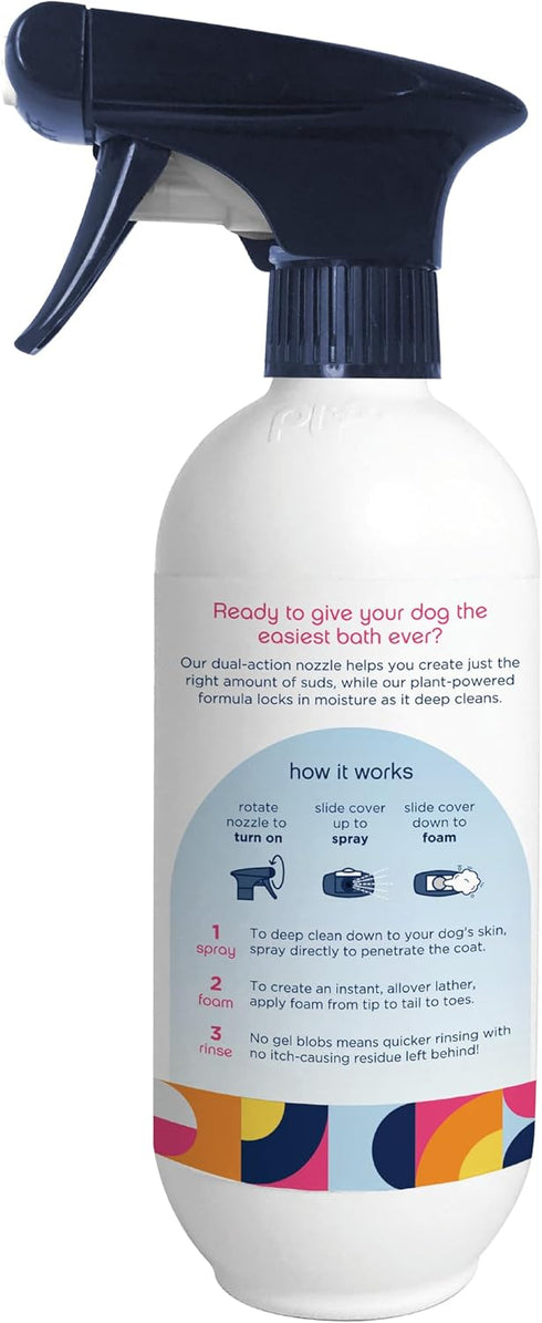 Dog Shampoo and Conditioner Foaming 2-in-1 Spray, Plant-Based Vanilla Ginger Scent, 16 Ounce - Pack of 2