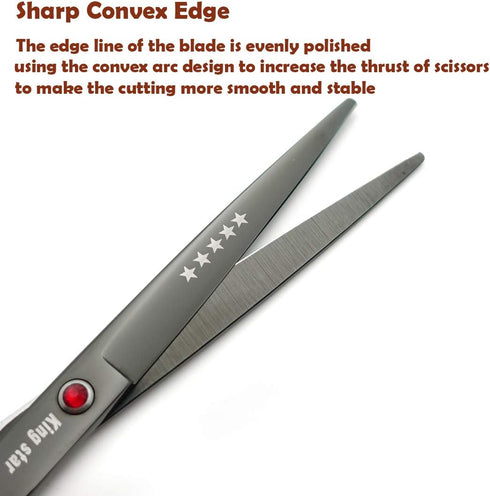 7.0in Titanium Black Professional Pet Grooming Scissors Set, 4pcs Straight & Thinning & Curved for Dog Grooming