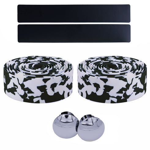 KINGOU Black & White Camouflage EVA Road Bike Handlebar Tape, 2PCS Per Set