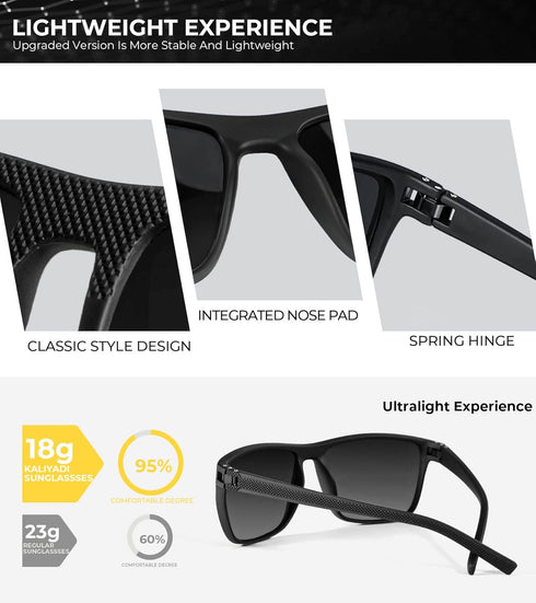 KALIYADI Polarized Sunglasses for Men - Lightweight UV Protection for Driving, Fishing, Golf