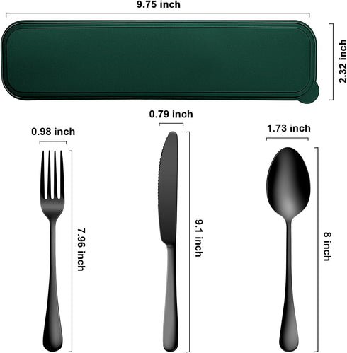 Portable Cutlery Set,Travel Utensil Set with Case,Travel 18/8 Stainless Steel Spoon and Fork Set for Lunch Box, 3 PCs Travel Silverware Set Travel Cutlery Ideal for Travel Camping Office by LANSKYWARE