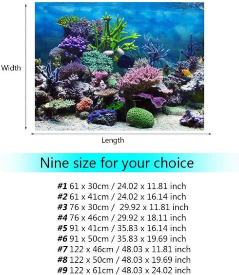 Aquarium Background Poster,Fish Decorations Pictures 3D Effect PVC Adhesive Poster Underwater Coral Reef Decor Paper Cling Decals Sticker(76x30cm)