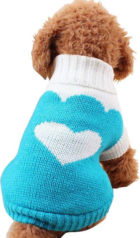 CHBORCHICEN Pet Dog Sweaters - Classic Knitwear Turtleneck Winter Warm Puppy Clothing (Sky Blue, Large)
