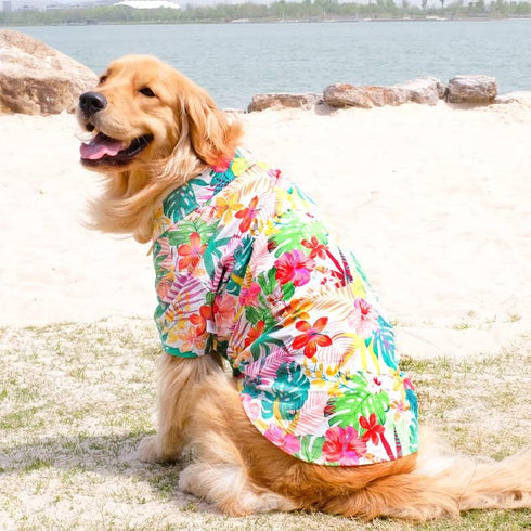 Dog Hawaiian Shirt, Summer Pet Clothes Beach T-shirt for Large Medium Dog (Red, 7XL)