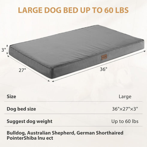 BFPETHOME Outdoor Dog Beds for Large Dogs - Waterproof Orthopedic Dog Bed with Removable Washable Cover, Egg Crate Foam