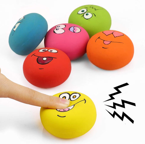 Smile Face Dog Squeaky Toys Soft Latex Squeak Balls for Small Pet Dogs, 6 Pcs/Set