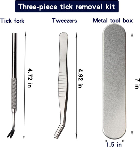 Tick Removal Tool, Tick Remover for Dogs, Pet First Aid Kit Ttwister Tweezers, Dog Hiking Gear (1 Set, Metal Ash)