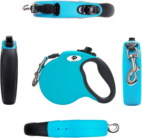 13 ft Retractable Dog Leash for Large Dogs up to 26 lbs, Tangle-Free Nylon Tape, Blue Dan S