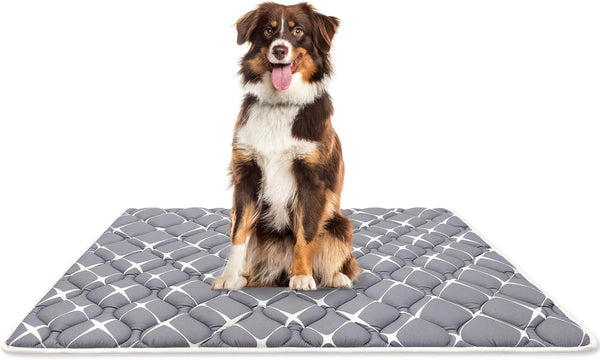 Dog Crate Mat, Ultra Soft Washable Dog Bed Mat with Anti-Slip Bottom, Cute Prints, 59" X 35"