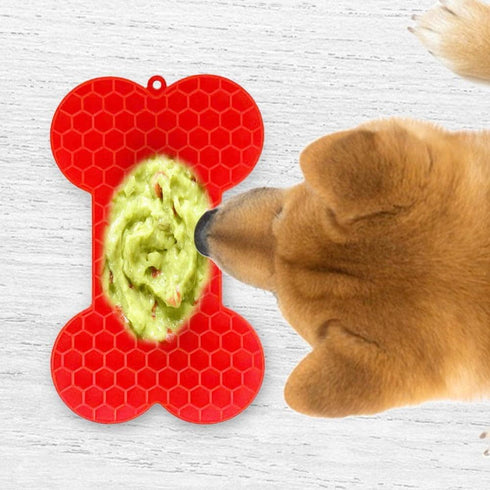 Quaziret 2Pcs Lick Mat | Bone-Shaped Licking Mat for Dogs & Cats | Peanut Butter Lick Pads for Boredom Reducer Perfect