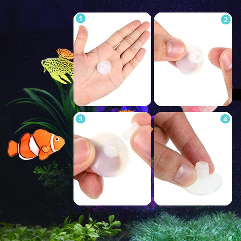 Mesee Silicone Clownfish Set - Floating Glowing Fake Fish for Saltwater Fishbowl Decoration