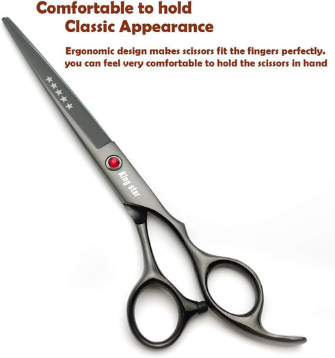 7.0in Titanium Black Professional Pet Grooming Scissors Set, 4pcs Straight & Thinning & Curved for Dog Grooming