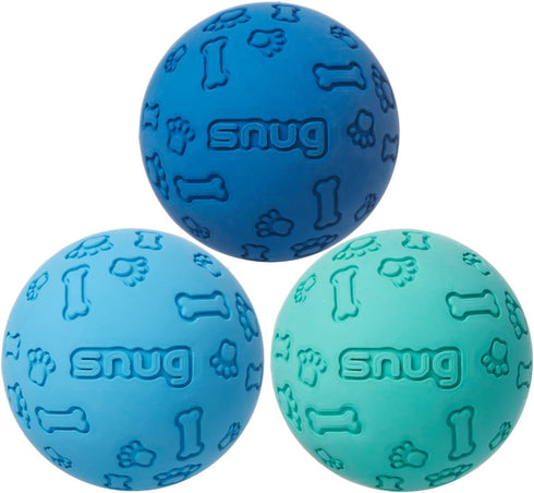 Snug Rubber Dog Balls for Small and Medium Dogs - Tennis Ball Size - Virtually Indestructible (3 Pack)
