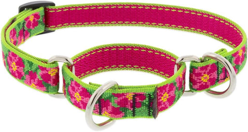 Lupine Martingale Dog Collar, 3/4" wide Petunias, Adjusts from 14" to 20"