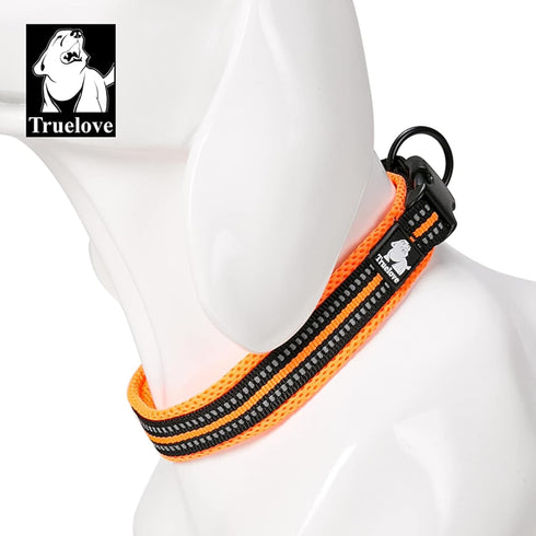 Truelove Dog Collar, Reflective Premium Duraflex Buckle, High Grade Nylon Webbing, No Choke, Orange, XS