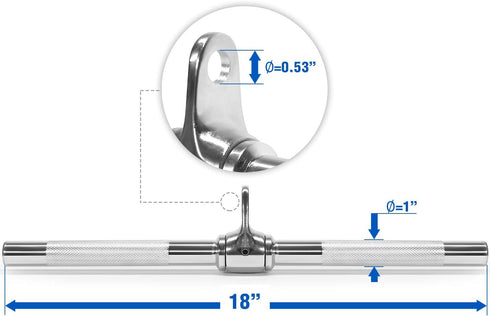 Yes4All Tricep Press Down Cable Machine Attachment Set, V-Shaped Bar, LAT Pull Down Straight Rotating Bar for Home Gym