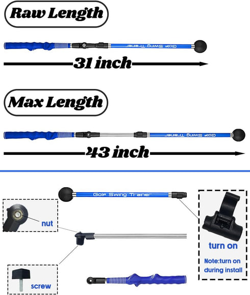 Golf Swing Trainer Aid - Portable Collapsible Trainer for Hinge, Forearm Rotation, Shoulder Turn & Grip