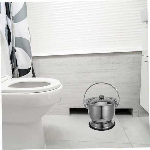 Stainless Steel Adult Potty Chair with Lid - Convenient Bed Pan