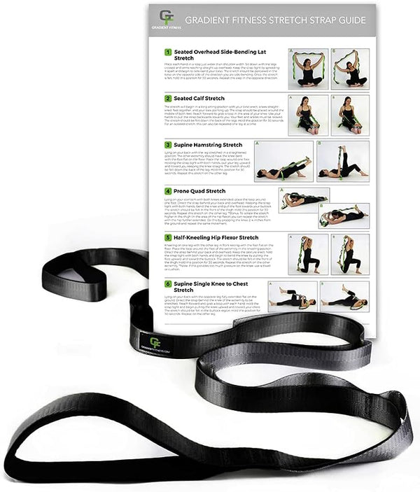 Gradient Fitness Stretching Strap for Physical Therapy, 12 Multi-Loop 1" W x 8' L, Neoprene Handles