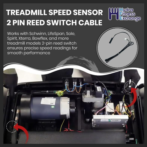 2 Hydra Fitness Exchange Treadmill Speed Sensor Pin Reed Switch Cable - Compatible with Schwin LifeSpan Sole Spirit