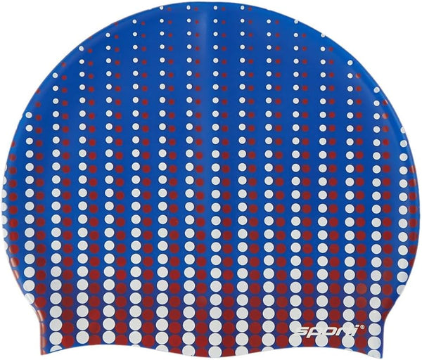 Sporti Silicone Swim Cap with Graphic Design, Non Slip Swimming Cap, Easy Wear and Removal