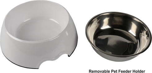 M&BGWPP Melamine Plastic Dog Food Bowl, Non-Skid Base, 2-in-1 Removable Stainless Steel Feeder Holder