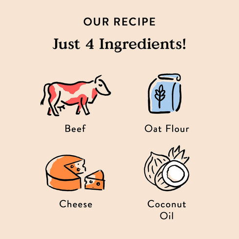 Bocce's Bakery Oven Baked Say Moo Treats for Dogs, 5 oz, Wheat-Free, All-Natural Beef & Cheddar Biscuits