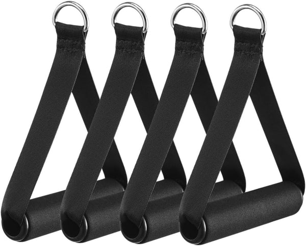 Garneck 4pcs Resistance Band Handles - Plastic D Ring Exercise Strap Foam Handle for Home Gym Fitness Equipment