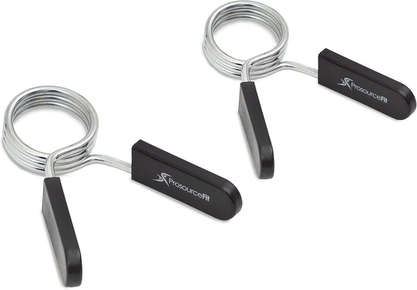 ProsourceFit Olympic Barbell Spring Clip Collar Pair, 2-inch with Easy-Grip Handles for Weightlifting, Powerlifting &