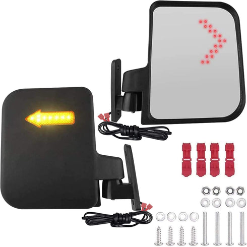Universal Golf Cart Side Mirrors - Golf Cart Mirror with Turn Signal Light, Rear View Mirrors for Club Car, Ezgo, Yamaha