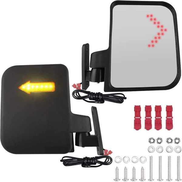 Universal Golf Cart Side Mirrors - Golf Cart Mirror with Turn Signal Light, Rear View Mirrors for Club Car, Ezgo, Yamaha