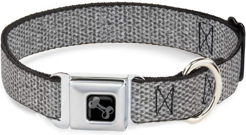 Metallic Silver Dog Collar, Seatbelt Buckle, 18 to 32 Inches, 1.5 Inch Wide