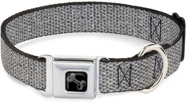 Metallic Silver Dog Collar, Seatbelt Buckle, 18 to 32 Inches, 1.5 Inch Wide