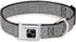 Metallic Silver Dog Collar, Seatbelt Buckle, 18 to 32 Inches, 1.5 Inch Wide