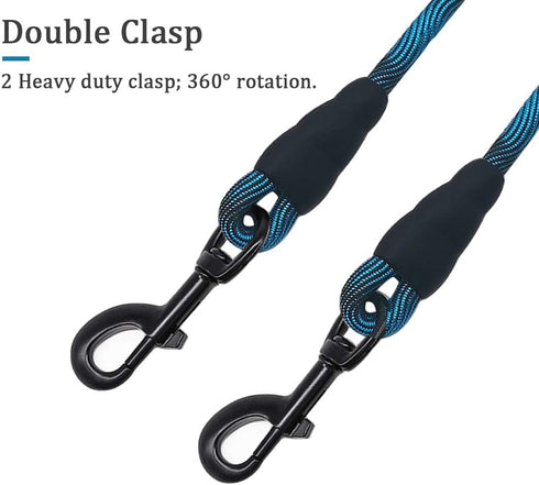 MayPaw 8FT/10FT Dog Tie Out/Check Cord, Heavy Duty Nylon Rope Training Leash for Strong Dogs (3/8 in x 10ft, Blue Black)