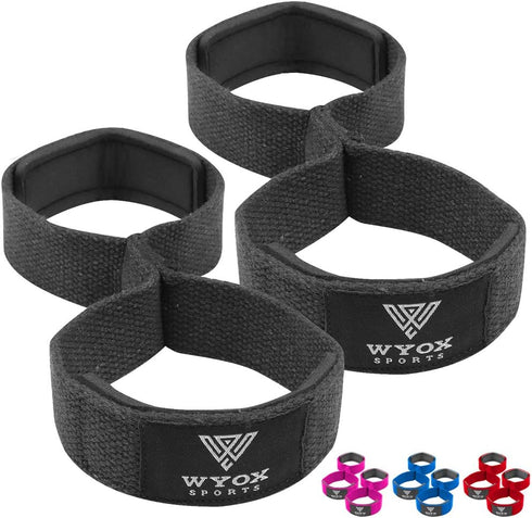 WYOX Figure 8 Weight Lifting Straps for Heavy Duty Deadlifting Workout | Gym Equipment Gear for Men Women PAIR (Black)