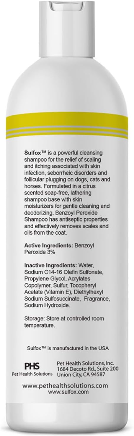 Sulfox Shampoo for Pets - Powerful Cleansing and Degreasing - Relief of Scaling and Itching - Skin Infection - Antibacterial and Antifungal Growth - Skin and Hair Coat - 12 fl oz