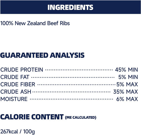 Dogs,100% 5.29 oz Freeze Dried Beef Ribs Dog Treats, Single Ingredient, Natural Chew Bone, Gentle on Teeth and Stomach