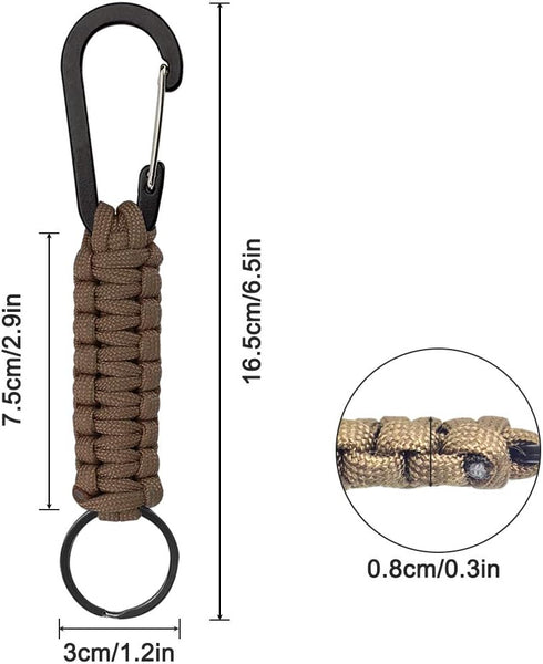 SENHAI 5 Pcs Paracord Keychains with Carabiner, Braided Lanyard Hook Clip for Outdoor Camping & Hiking