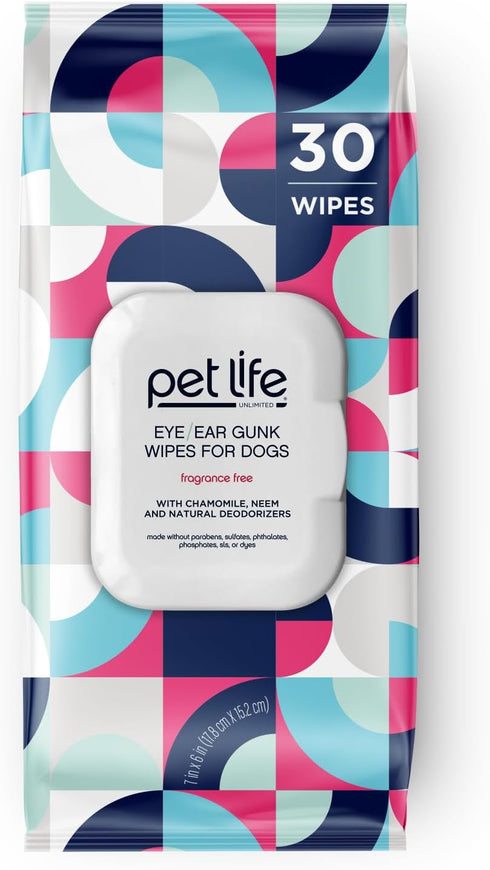Plant-Based Dog Ear and Eye Wipes with Aloe Leaf & Chamomile, Fragrance-Free, 30 Count (Pack of 1)