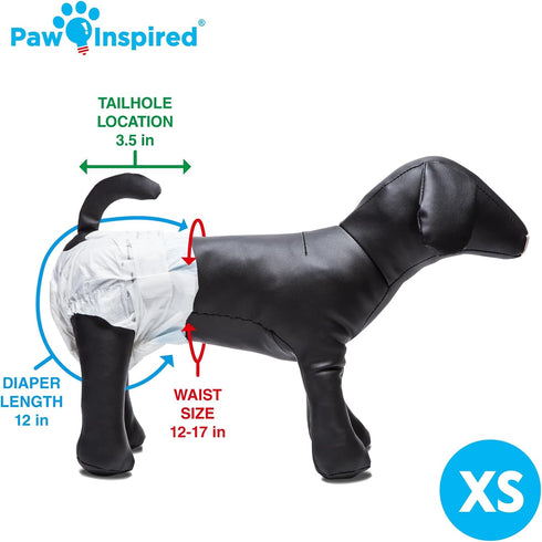 32ct Paw Inspired Disposable Dog Diapers | Female Dog Diapers Ultra Protection | Diapers for Dogs in Heat, Excitable
